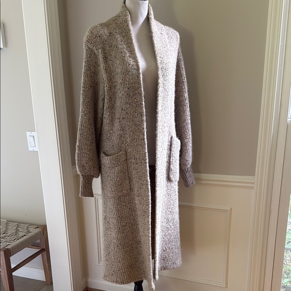 Vintage Wool Mohair Blend Long Textured Cardigan Sweater Belted Women's Large - Picture 1 of 12